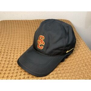 Nike USC Trojans Logo Black Featherlight Dri-Fit Strapback Running Hat